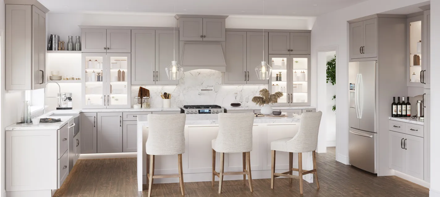 the Crestone Collection in a pre-build kitchen package by Heartwood Custom Cabinetry